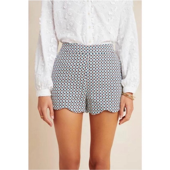 Anthropologie Pants - ANTHROPOLOGIE High Waisted Georgie Scalloped Pattern Shorts Geometric US 12